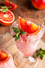 Homemade Italian Granita Dessert with blood orange.