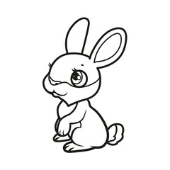 Fototapeta na wymiar Cute cartoon baby rabbit outlined for coloring book on white background