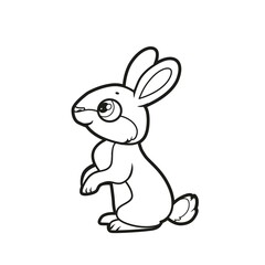 Fototapeta na wymiar Cute cartoon rabbit outlined for coloring book on white background