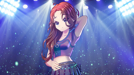 Anime manga cute pop star girl with beautiful hairstyle brown hair HD wallpaper