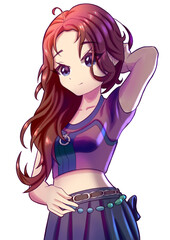Anime manga cute pop star girl with beautiful hairstyle brown hair sticker	
