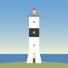 Långe Jan ("Tall John")  lighthouse located at the south cape of Öland in the Baltic Sea. Simplified vector illustration.