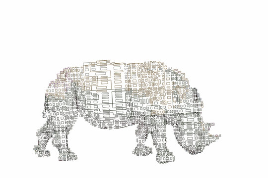 recommend clip art: Abstract Rhinoceros. Vector outline illustration. Geometric Line art design.