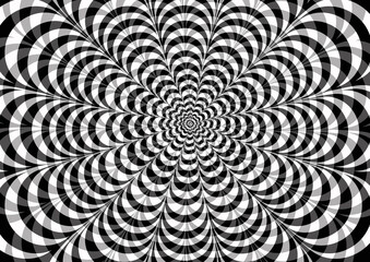 Black and white optic illusion flower shape background for decoration
