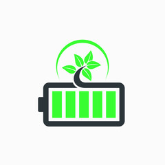 eco-friendly battery icon, vector art.