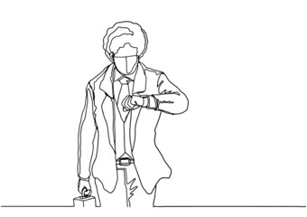 Business woman contour drawing concept with vector design.