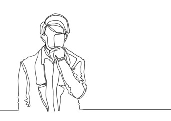 Business woman contour drawing concept with vector design.