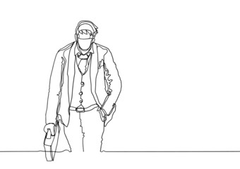 Business woman contour drawing concept with vector design.