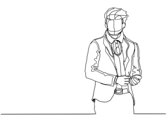 Business woman contour drawing concept with vector design.