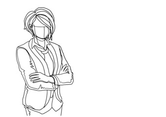 Business woman contour drawing concept with vector design.