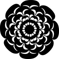 A Mandala Style Floral Vector Design in Black and White