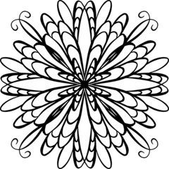 A Mandala Style Floral Vector Design in Black and White