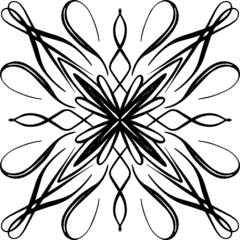 A Mandala Style Floral Vector Design in Black and White