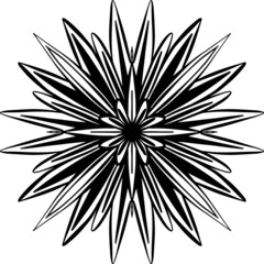 A Mandala Style Floral Vector Design in Black and White