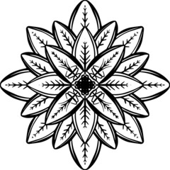 A Mandala Style Floral Vector Design in Black and White