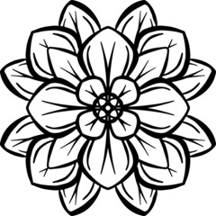 A Mandala Style Floral Vector Design in Black and White