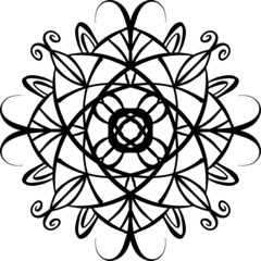 A Mandala Style Floral Vector Design in Black and White