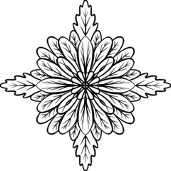 A Mandala Style Floral Vector Design in Black and White