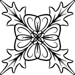 A Mandala Style Floral Vector Design in Black and White