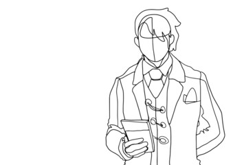 Business woman contour drawing concept with vector design.