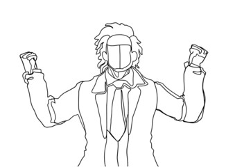 Business woman contour drawing concept with vector design.