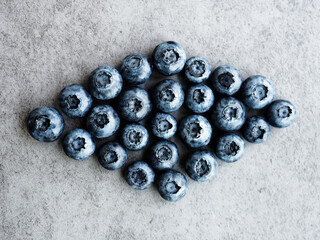 Blueberries in diamond shape