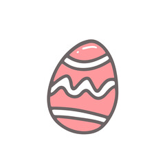 Decorated pink Easter egg in doodle style. Isolated illustration.