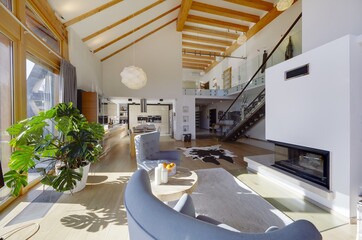 Ekskluzywny salon z kominkiem w domu jednorodzinnym © arteffect.pl