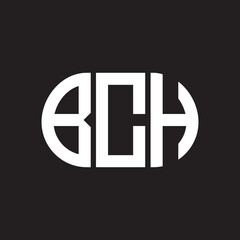 BCH letter logo design on black background. BCH