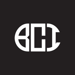 BCI letter logo design on black background. BCI