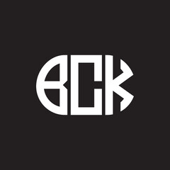 BCK letter logo design on black background. BCK