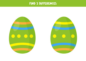 Find three differences between two pictures of Easter egg.