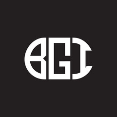 BGI letter logo design on black background. BGI