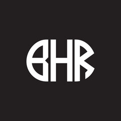 BHR letter logo design on black background. BHR