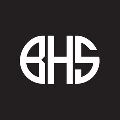 BHS letter logo design on black background. BHS