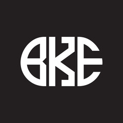BKE letter logo design on black background. BKE