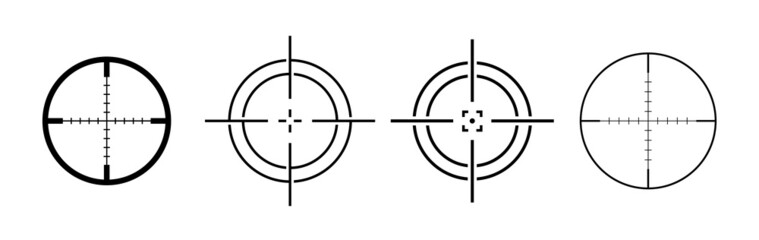 Crosshair Icons Set. Target Aim Signs. Sniper Symbol.