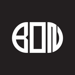 BON letter logo design on black background. BON