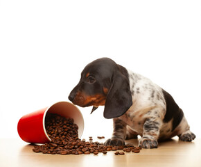 image of dog coffee cup white background 