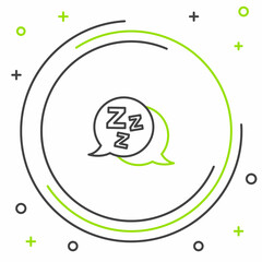 Line Sleepy icon isolated on white background. Sleepy zzz black talk bubble. Colorful outline concept. Vector