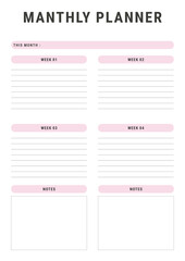 Monthly planner template, Digital planner sheet