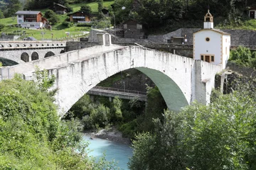 Fotobehang HIstoric Rinti bridge over the Vispa in Valais, Switzerland © traveller70