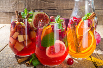 Traditional autumn drink hot spicy sangria