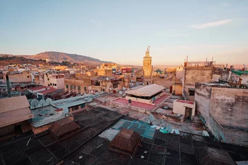Foto auf Acrylglas View of Fez City from the roof top terrace. Fes el Bali Medina, Morocco, Africa © luengo_ua
