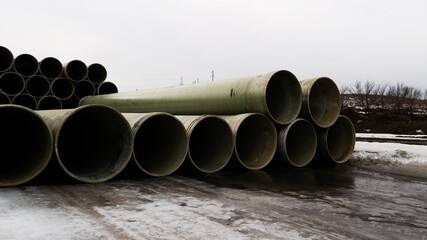 Industrial plastic pipes. Plastic pipes for water. Plastic pipes.