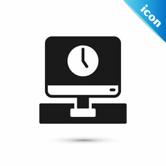 Grey Computer monitor time icon isolated on white background. Electronic device. Front view. Vector