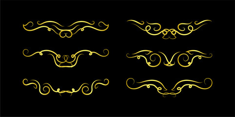 Gold Borders Elements Set Collection, ornament Vector