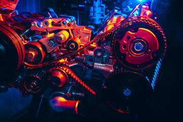Obraz premium Fragment of a modern car engine