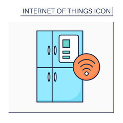 Smart fridge color icon. Automatic freezing. Smart home. Digital smart technologies concept. Isolated vector illustration