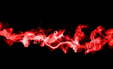 line red smoke group, Isolated black background
